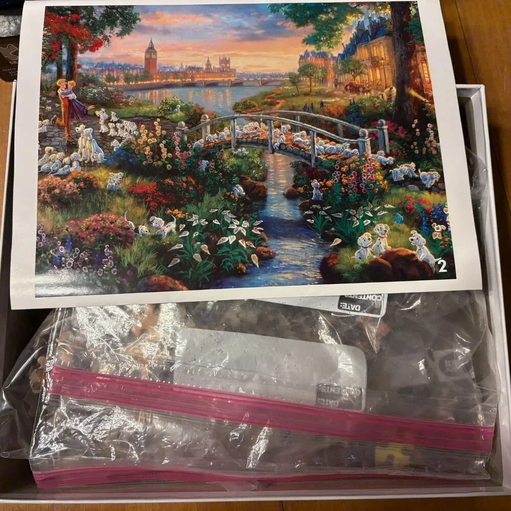 Disney Thomas Kinkade 4 Puzzle Set 500 Pieces Each Ceaco Bonus Poster